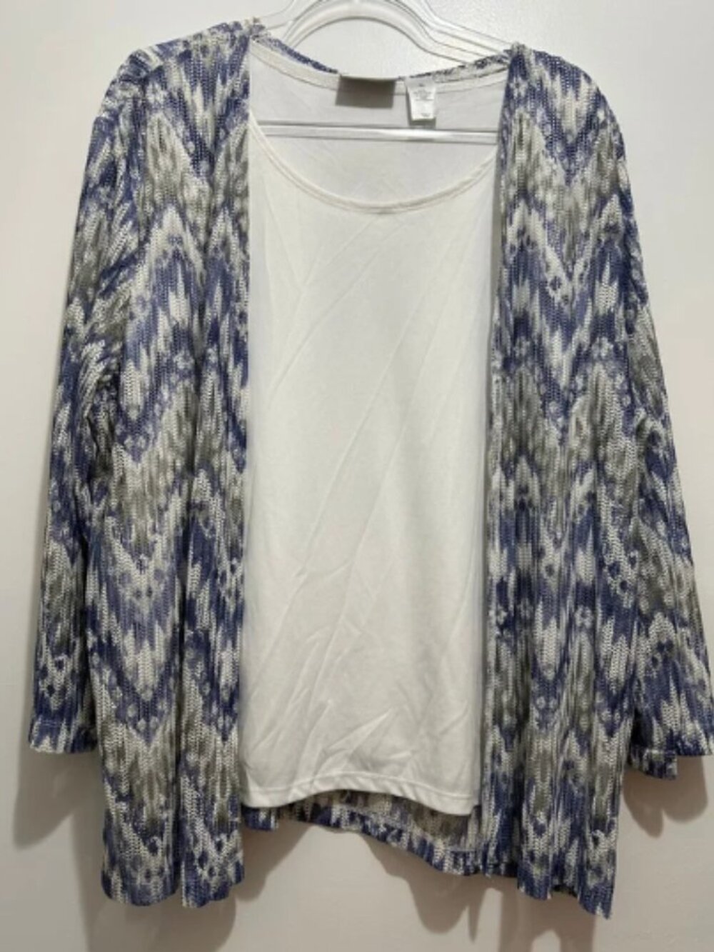 Alfred Dunner Twin Set Blue and White Patter Size XL